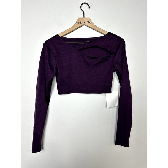 Urban Outfitter Mouchette NWT Crop Bodycon Slashed Tee Tops Eggplant Size Medium - Picture 1 of 4